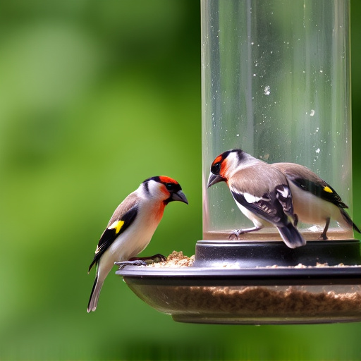 Finches eating from hanging bird table