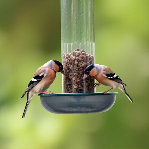 Finches eating from hanging bird table