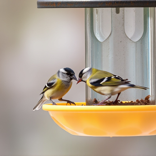 Finches eating from hanging bird table