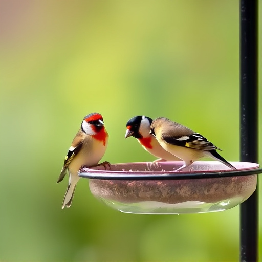 Finches eating from hanging bird table