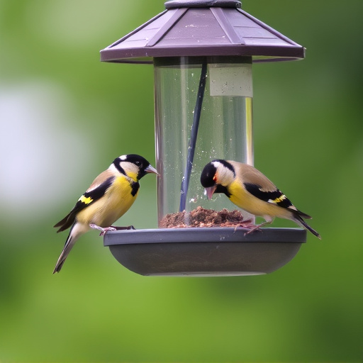 Finches eating from hanging bird table
