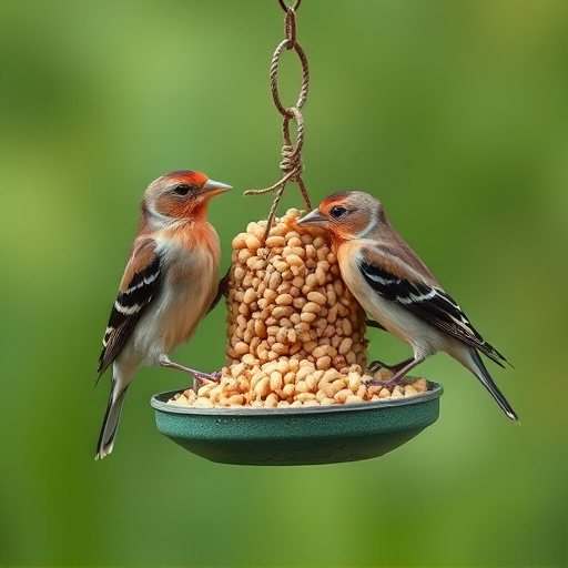 Finches eating niger seed mix