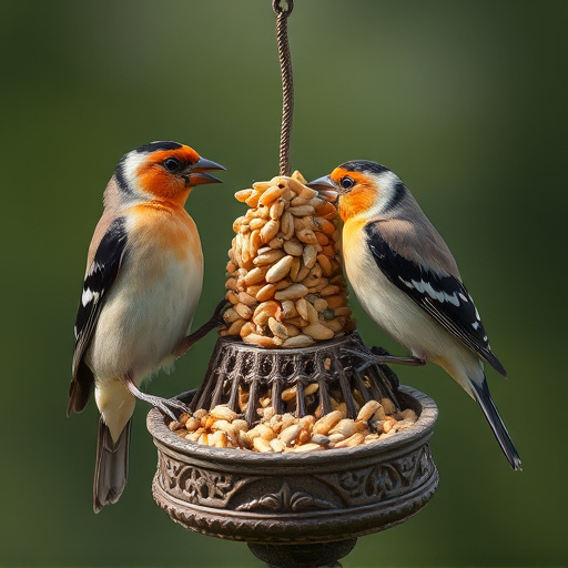 Finches eating niger seed mix