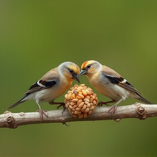 Finches pecking at niger seed mix