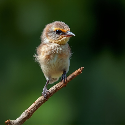 Fledgling bird perched, awaiting food