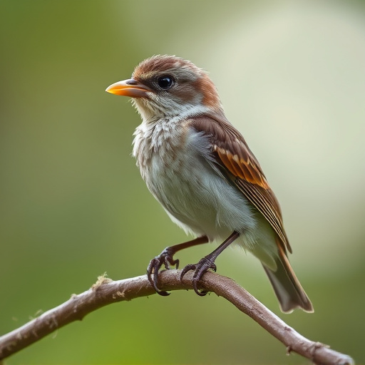 Fledgling bird perched, awaiting food