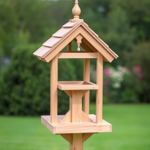 Freestanding bird table with pitched roof