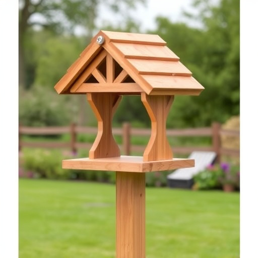 Freestanding bird table with pitched roof