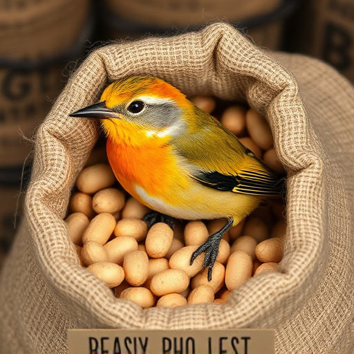 Fresh bird peanuts in rustic storage sack