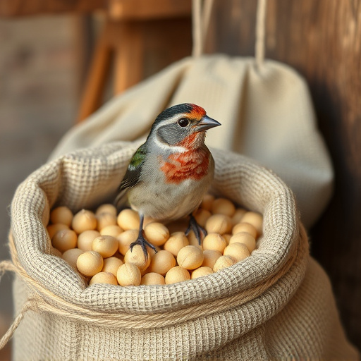 Fresh bird peanuts in rustic storage sack