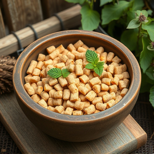 Fresh suet pellets in rustic garden bowl