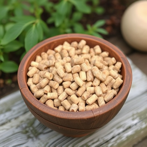 Fresh suet pellets in rustic garden bowl