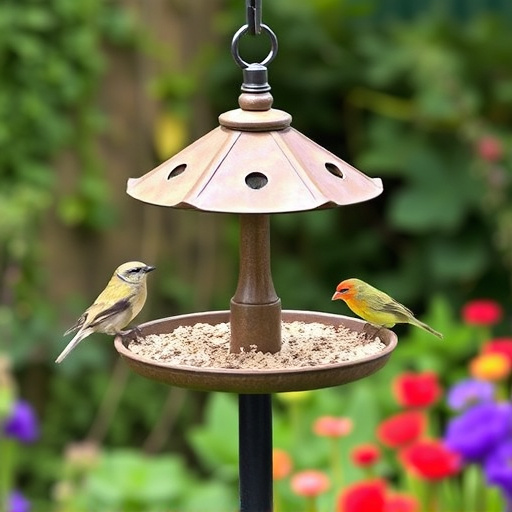Garden bird feeding station with perches