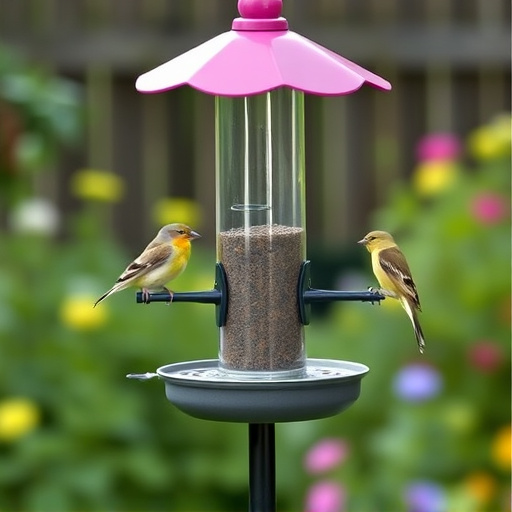Garden bird feeding station with perches