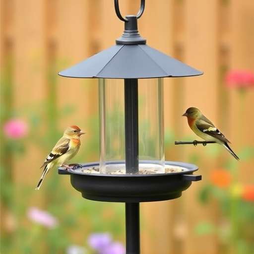 Garden bird feeding station with perches
