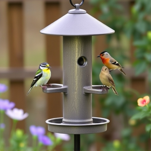 Garden bird feeding station with perches