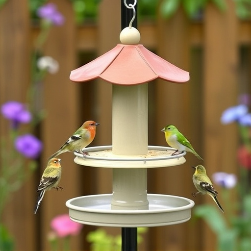 Garden bird feeding station with perches