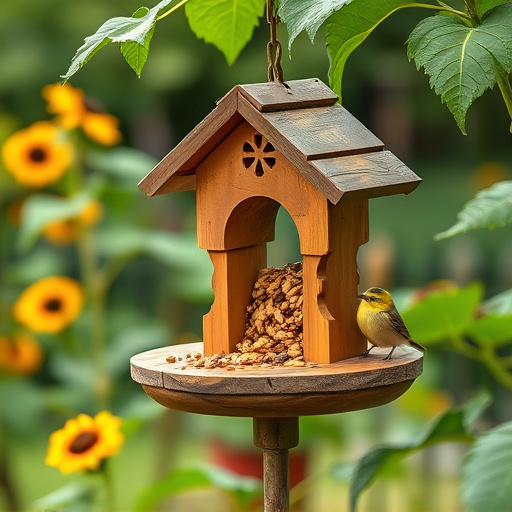 Garden bird table with sunflower seeds