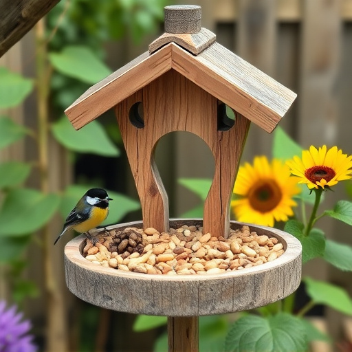 Garden bird table with sunflower seeds