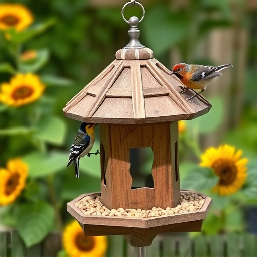 Garden bird table with sunflower seeds