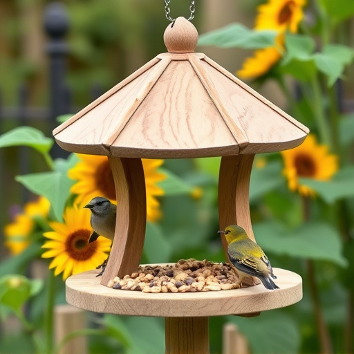 Garden bird table with sunflower seeds