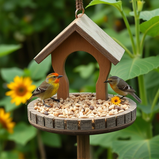 Garden bird table with sunflower seeds
