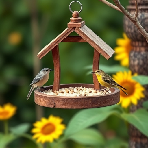 Garden bird table with sunflower seeds