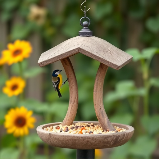 Garden bird table with sunflower seeds