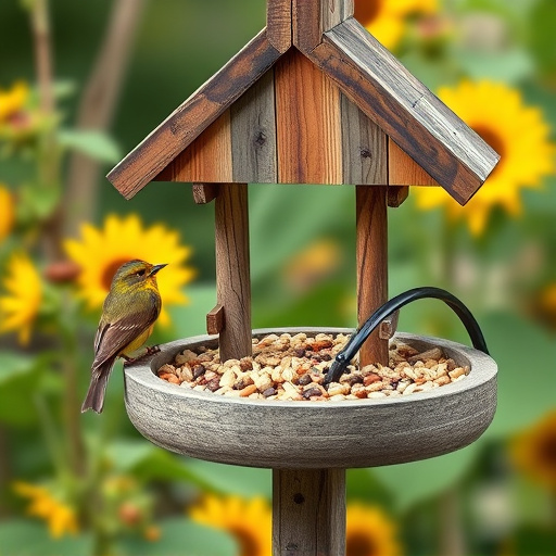 Garden bird table with sunflower seeds