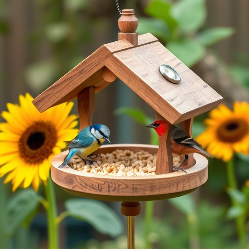Garden bird table with sunflower seeds