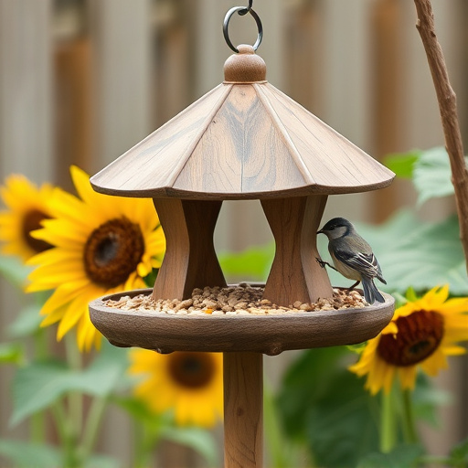Garden bird table with sunflower seeds