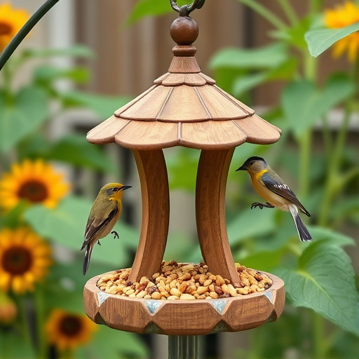 Garden bird table with sunflower seeds