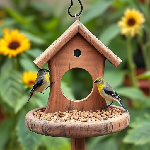 Garden bird table with sunflower seeds