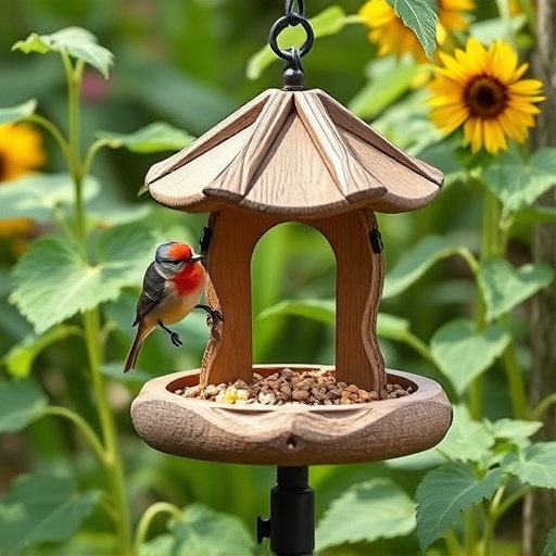 Garden bird table with sunflower seeds