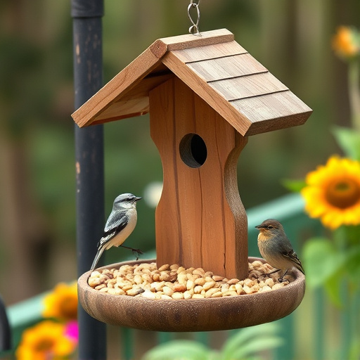 Garden bird table with sunflower seeds