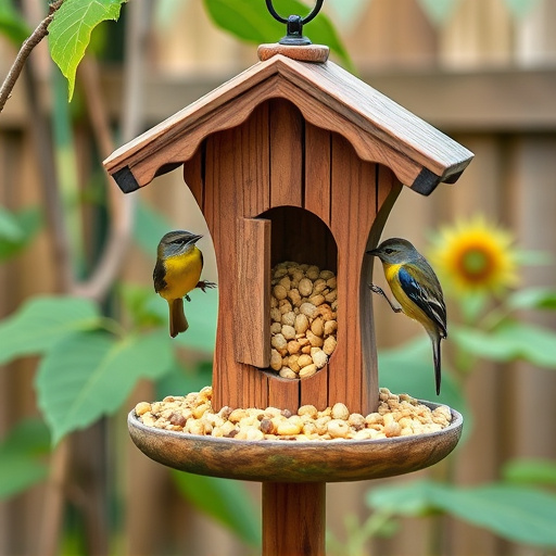 Garden bird table with sunflower seeds