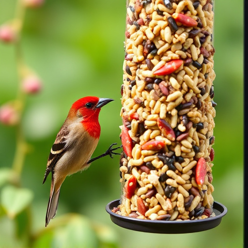Garden birds eating premium seed mix