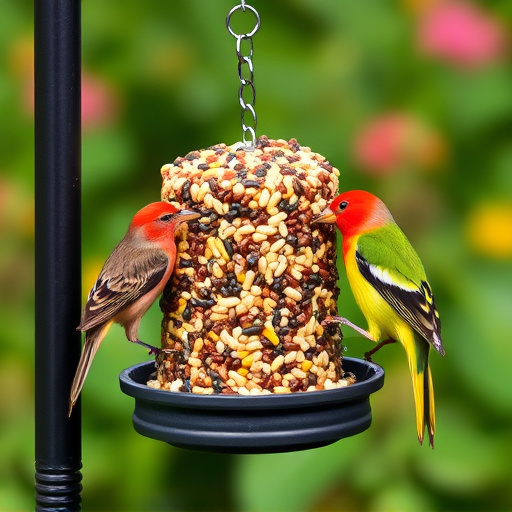 Garden birds eating premium seed mix