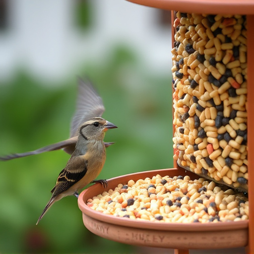 Garden birds enjoying suet pellets