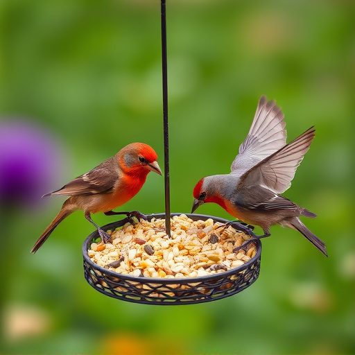 Garden birds feeding on seed mix