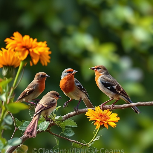 Garden birds near freshly delivered food