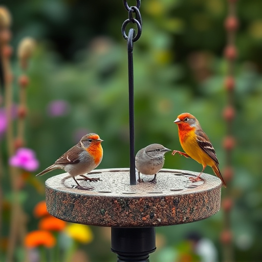 Garden birds on spacious bird table