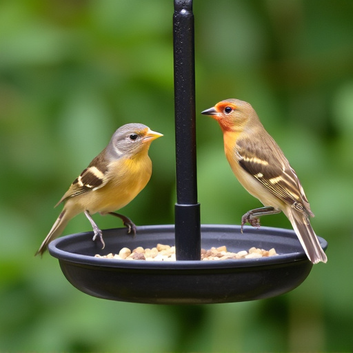 Garden birds perching on feeder tray