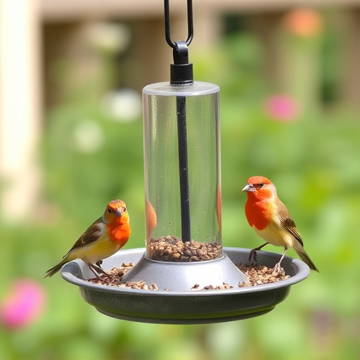 Garden birds perching on feeder tray