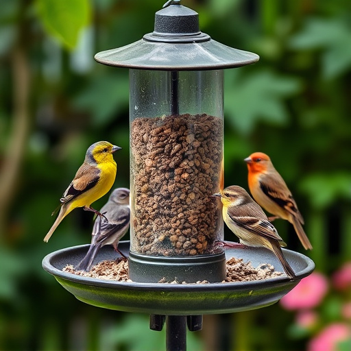 Garden birds perching on feeder tray