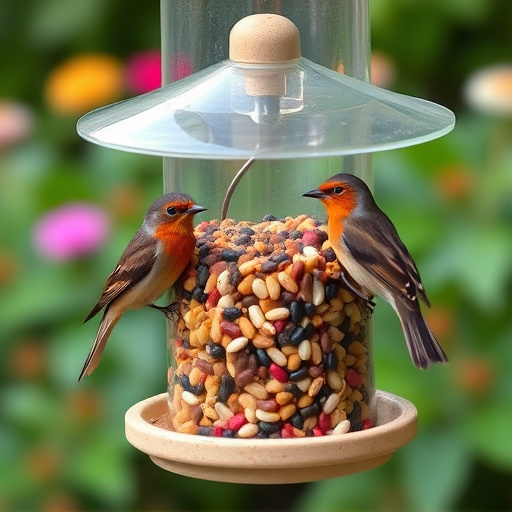 Garden feeder filled with robin-friendly mix