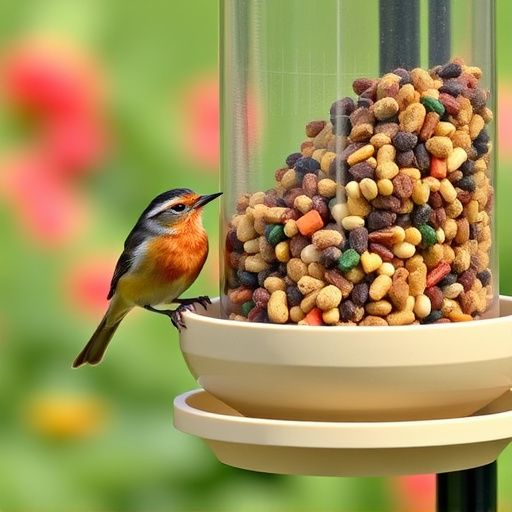 Garden feeder filled with robin-friendly mix