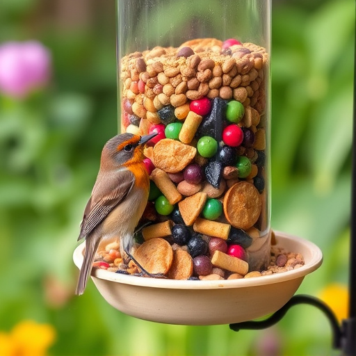 Garden feeder filled with robin-friendly mix