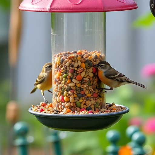 Garden feeder filled with robin-friendly mix