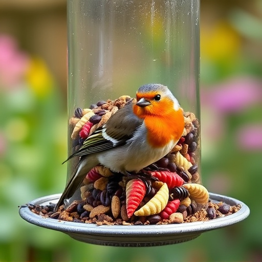 Garden feeder filled with robin-friendly mix